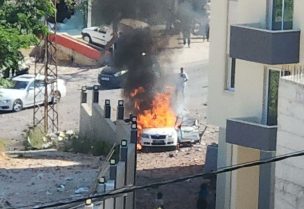السيارة المستهدفة في عين بعال