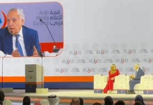 وزير الثقافة الدكتور غسان سلامة خلال مشاركته في قمة الاعلام العربي - دبي