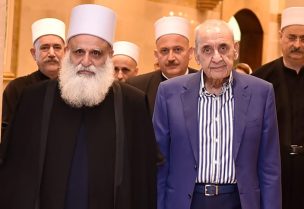رئيس مجلس النواب نبيه بري في مقر الرئاسة الثانية في عين التينة شيخ عقل طائفة الموحدين الدروز الشيخ سامي أبي المُنى