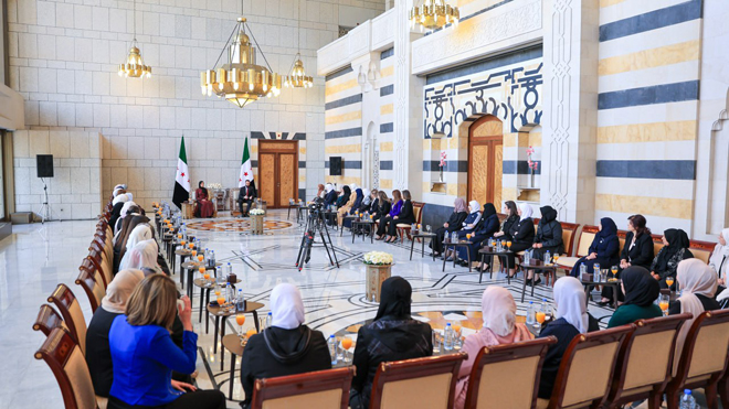 الرئيس السوري أحمد الشرع وعقليته السيدة لطيفة الدروبي - سانا