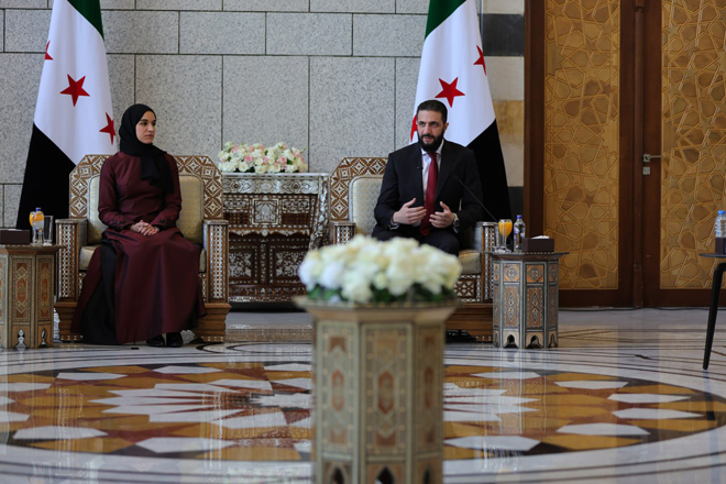 الرئيس السوري أحمد الشرع وعقليته السيدة لطيفة الدروبي - سانا