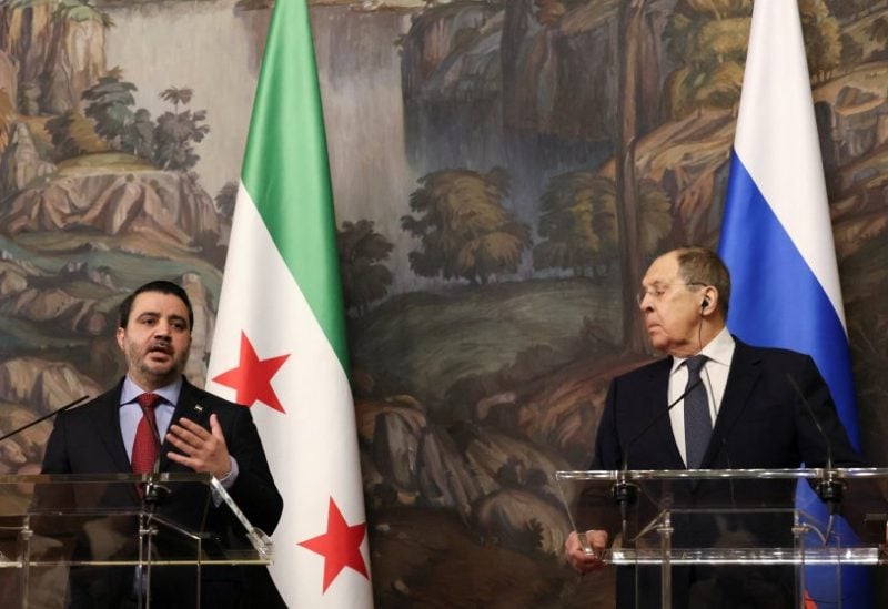 وزير الخارجية الروسي سيرغي لافروف ووزير الخارجية السوري أسعد حسن الشيباني يحضران مؤتمراً صحفياً عقب محادثاتهما في موسكو، روسيا، 31 يوليو 2025. رويترز