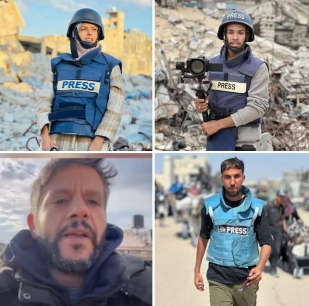 الصحفيون محمد سلامة ومريم أبو دقة وحسام المصري