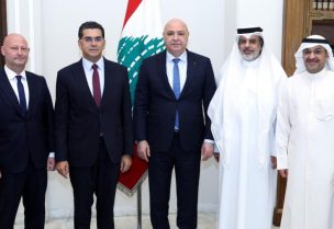 رئيس الجمهورية جوزاف عون وزير الاعلام المحامي بول مرقص والأمين العام لـ "ملتقى الإعلام العربي" ماضي الخميس