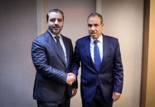 وزير الخارجية المصري بدر عبد العاطي خلال لقائه وزير الخارجية والمغتربين أسعد حسن الشيباني