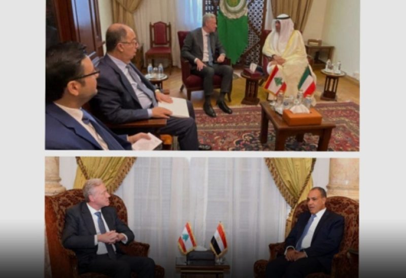 وزير الخارجية يوسف رجي،ونظيره الكويتي الشيخ عبد الله علي عبد الله اليحيا والمصري بدر عبد العاطي