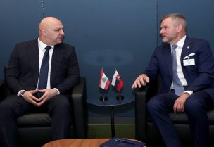 رئيس الجمهورية العماد جوزاف عون مع رئيس جمهورية سلوفاكيا بيتر بليغريني