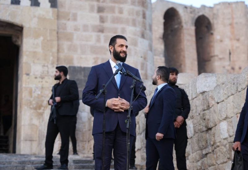 الرئيس السوري أحمد الشرع يلقي كلمة في قلعة حلب. الرئاسة السورية