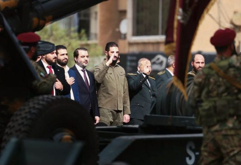 الرئيس السوري أحمد الشرع وعدد من الوزراء خلال ذكرى التحرير