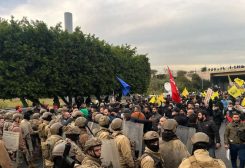 انتشار الجيش اللبناني خلال تظاهرة لعناصر حزب الله