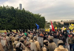 انتشار الجيش اللبناني خلال تظاهرة لعناصر حزب الله