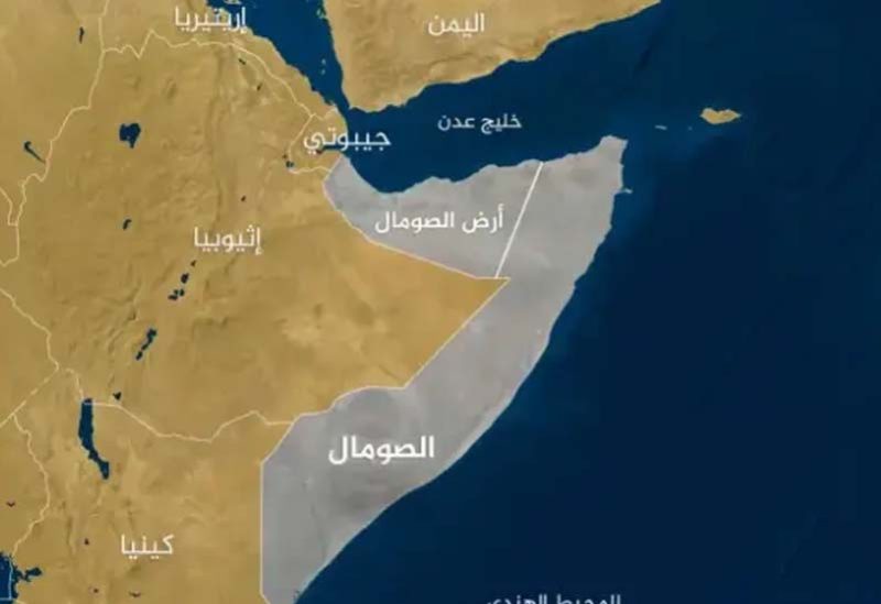 خريطة توضح الارتباط الجغرافي بين منقطة أرض الصومال ومضيق باب المندب