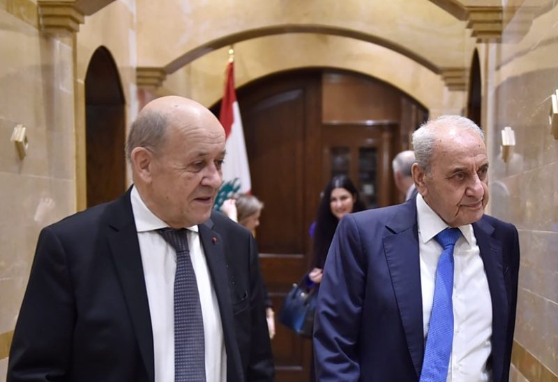 رئيس مجلس النواب نبيه بري مع الموفد الرئاسي الفرنسي جان ايف لودريان