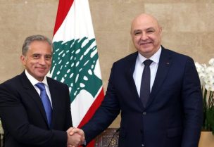 رئيس الجمهورية جوزاف عون خلال استقباله رئيس الوزراء الأردني جعفر حسان