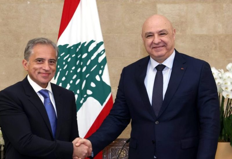 رئيس الجمهورية جوزاف عون خلال استقباله رئيس الوزراء الأردني جعفر حسان