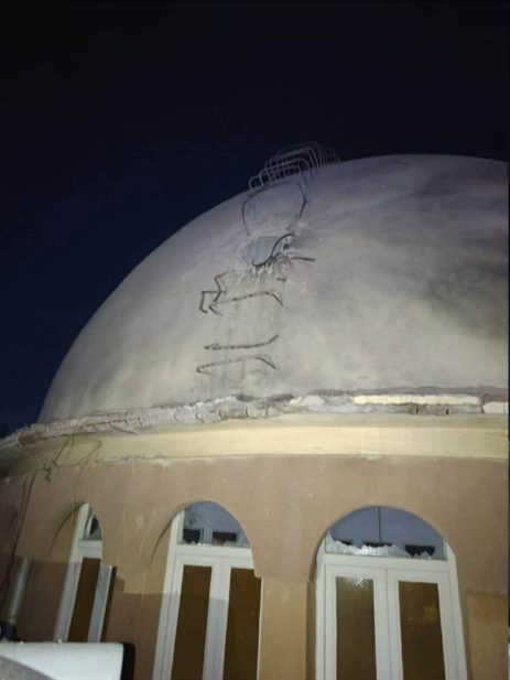 الصاروخ الذي أطلق في أطراف دمشق أصاب مسجد المحمدي في منطقة المزة 86
