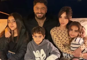 تامر حسني وبسمة بوسيل وأبنائهما