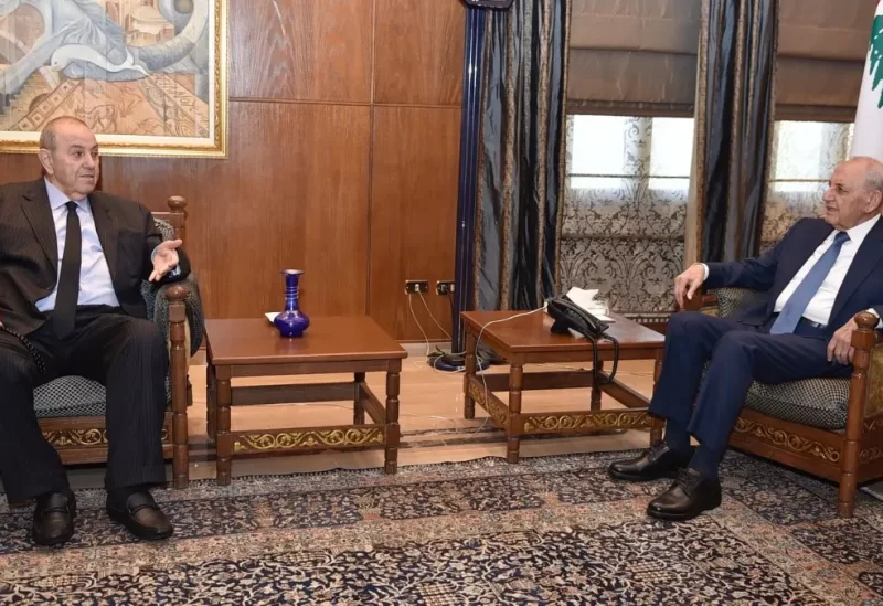 رئيس مجلس النواب الأستاذ نبيه بري في مقر الرئاسة الثانية في عين التينة، رئيس الوزراء العراقي السابق الدكتور إياد علاوي