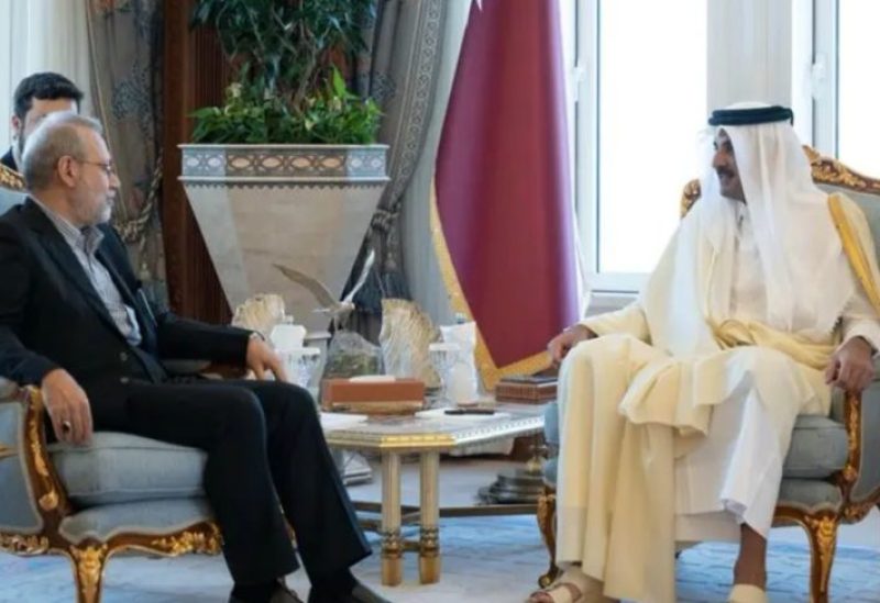 أمير قطر ولاريجاني أثناء المباحثات