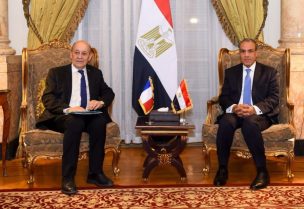 وزير الخارجية المصري بدر عبد العاطي المبعوث الخاص للرئيس الفرنسي إلى لبنان جان إيف لودريان