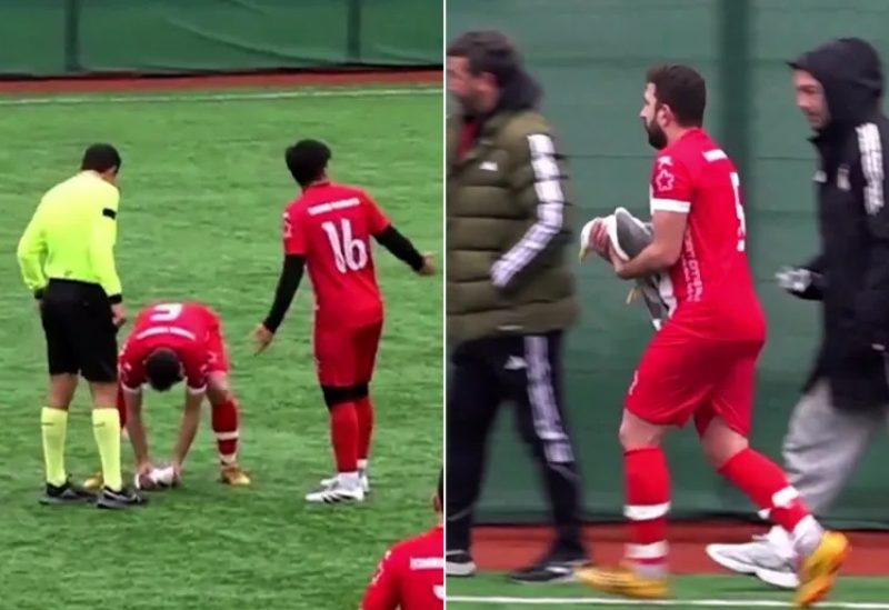 اخبار المجتمع – أحد اللاعبين يحيي قلب طائر النورس الذي ضربته الكرة خلال مباراة في تركيا