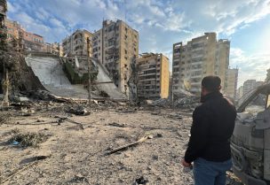 مبنى مدمر في الضاحية الجنوبية لبيروت