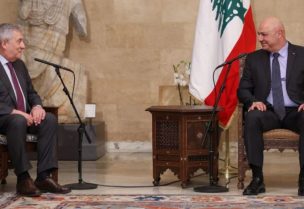رئيس الجمهورية جوزاف عون مع وزير الخارجية الإيطالي أنطونيو تاجاني
