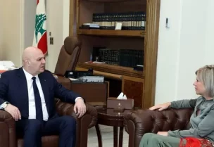 المنسقة الخاصة للأمم المتحدة في لبنان، جنين هينيس بلاسخارت، مع رئيس الجمهورية العماد جوزاف عون