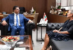 وزير الإعلام اللبناني بول مرقص سفيرة فنلندا لدى لبنان