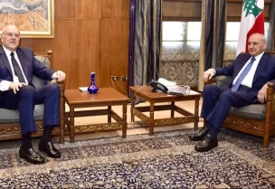 رئيس مجلس النواب نبيه بري مع رئيس الحكومة السابق نجيب ميقاتي في مقر الرئاسة الثانية في عين التينة