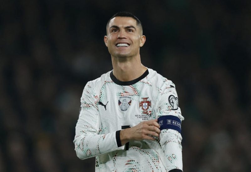 كريستيانو رونالدو لاعب البرتغال خلال مباراة أمام أيرلندا ضمن تصفيات كأس العالم في دبلن يوم 13 نوفمبر تشرين الثاني 2026. تصوير: كلودا كيلكوين - رويترز