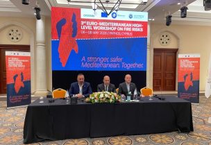 المدير العام للدفاع المدني العميد الركن عماد خريش خلال مشاركته في مؤتمر 3rd Euro-Mediterranean High-Level Workshop on Fire Risks