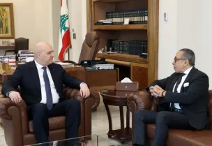 رئيس الجمهورية اللبنانية جوزاف عون سفير جمهورية مصر العربية في لبنان علاء موسى