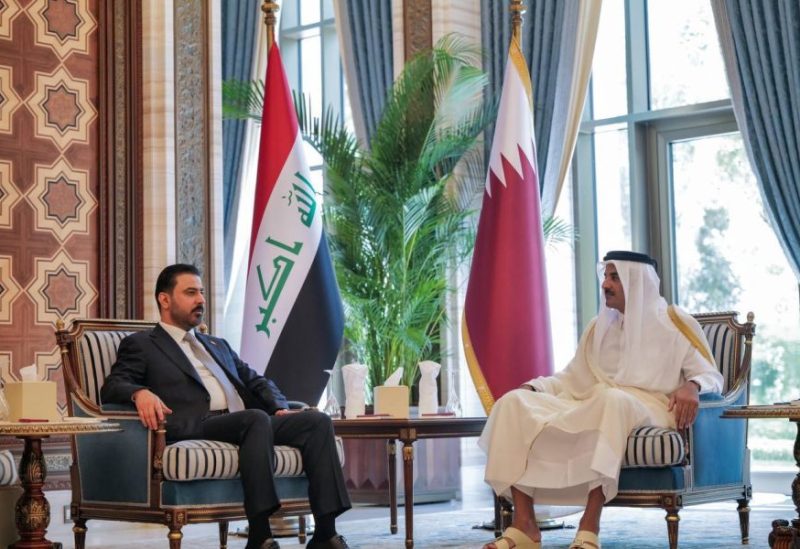 رئيس الوزراء العراقي علي فالح الزيدي مع أمير دولة قطر الشيخ تميم بن حمد آل ثاني