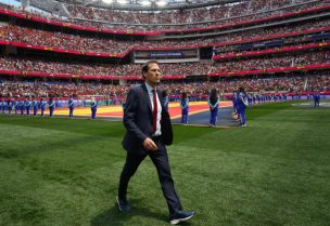 رودي جارسيا مدرب المنتخب البلجيكي خلال مباراة الفريق أمام إسبانيا في كأس العالم لكرة القدم يوم 10 يوليو تموز 2026. تصوير: كيربي لي - من إيميجن إيميدجيز الشريكة لرويترز.