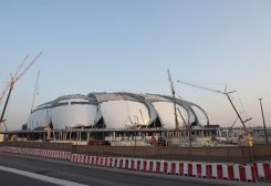 أعمال البناء في ملعب أرامكو أحد ملاعب كأس العالم لكرة القدم 2034 في السعودية يوم 13 يوليو تموز 2026. صورة ملتقطة بواسطة هاتف محمول. تصوير: حمد محمد - رويترز