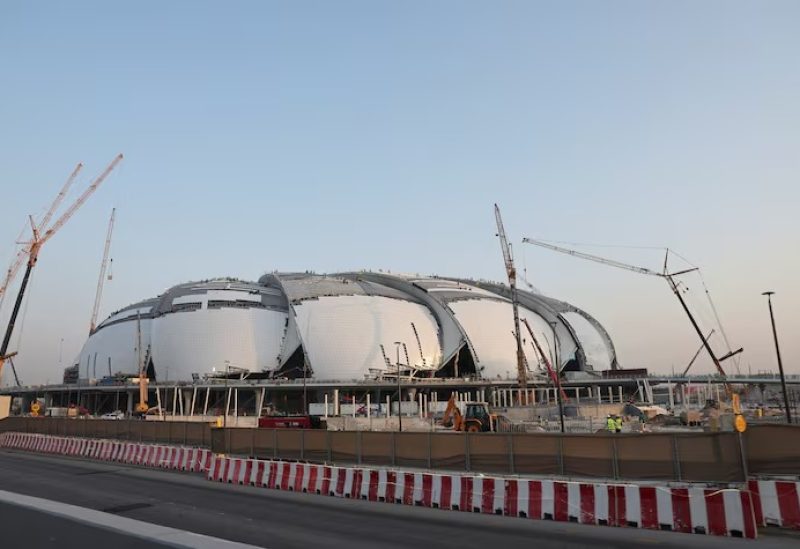 أعمال البناء في ملعب أرامكو أحد ملاعب كأس العالم لكرة القدم 2034 في السعودية يوم 13 يوليو تموز 2026. صورة ملتقطة بواسطة هاتف محمول. تصوير: حمد محمد - رويترز