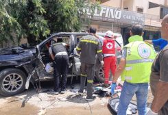السيارة المستهدفة في منطقة النبطية الفوقا جنوب لبنان