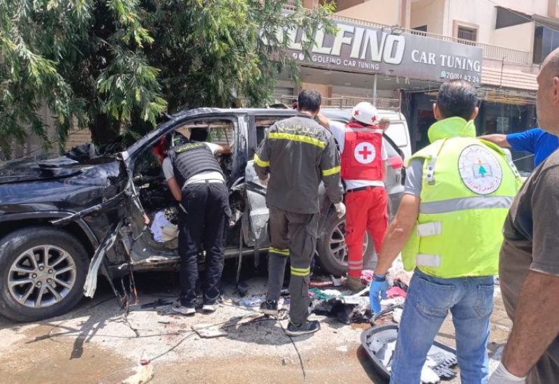 السيارة المستهدفة في منطقة النبطية الفوقا جنوب لبنان
