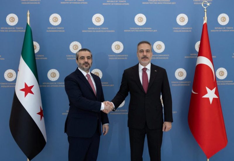 وزير الخارجية والمغتربين السوري، أسعد حسن الشيباني، ونظيره التركي، هاكان فيدان