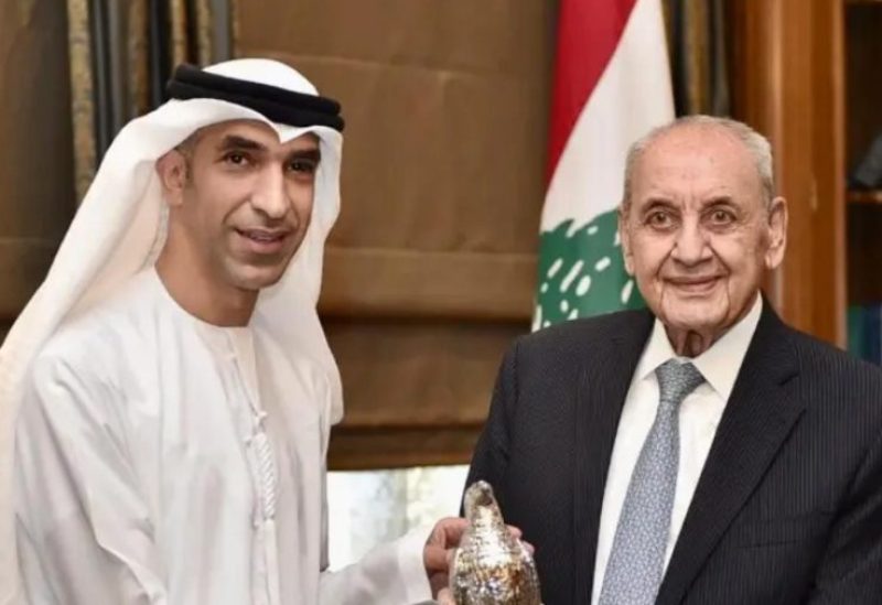 رئيس مجلس النواب نبيه بري مع وزير التجارة الخارجية في دولة الإمارات العربية المتحدة الدكتور ثاني بن أحمد الزيودي