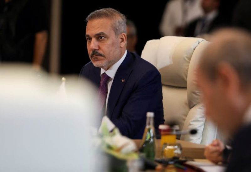 وزير الخارجية التركي هاكان فيدان خلال اجتماع في الأردن. رويترز