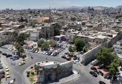 صورة التقطتها طائرة مسيرة للأحياء القديمة في العاصمة السورية دمشق