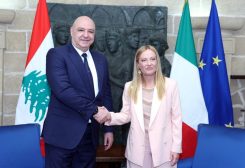 رئيس الجمهورية العماد جوزاف عون مع رئيسة الوزراء الإيطالية جورجيا ميلوني