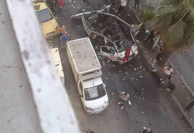 قتلى وجرحى بانفجار عبوة ناسفة بسرفيس في جرمانا بريف دمشق. مواقع التواصل الاجتماعي