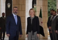 وزير الخارجية السوري أسعد الشيباني يستقبل نائبة رئيس المفوضية الأوروبية كايا كالاس في قصر تشرين بدمشق