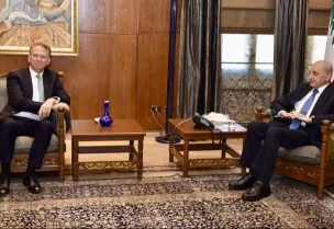 رئيس مجلس النواب نبيه بري في مقر الرئاسة الثانية في عين التينة مع السفير الفرنسي الجديد لدى لبنان باتريك دوريل